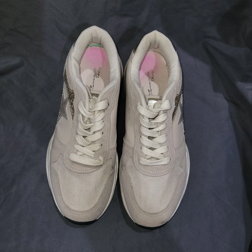 Vintage Havana Womens Nude Gold Glitter Star Tan Sneakers Shoes Casual Size 8.5